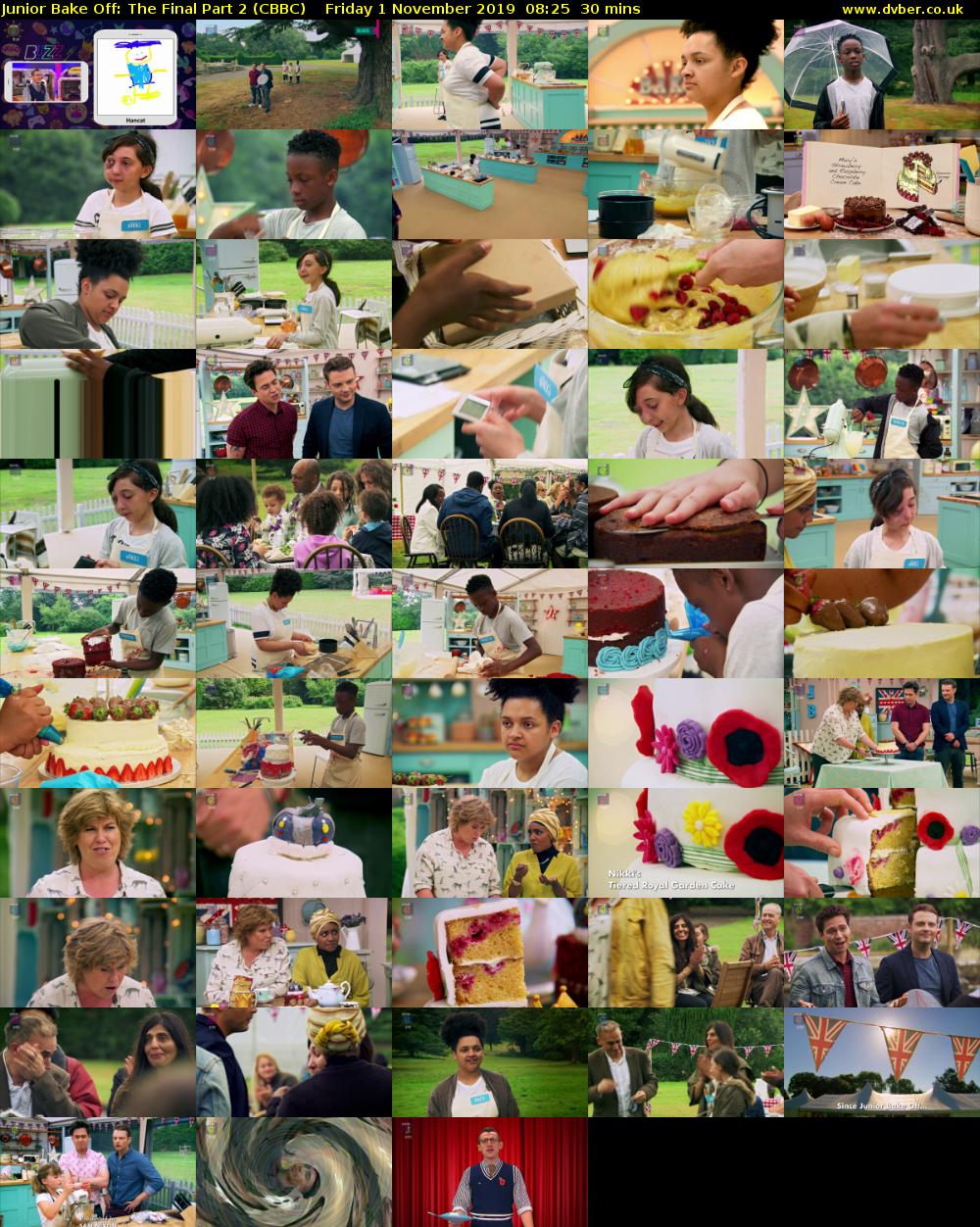 Junior Bake Off: The Final Part 2 (CBBC) Friday 1 November 2019 08:25 - 08:55