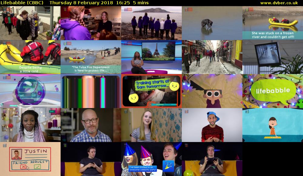 Lifebabble (CBBC) Thursday 8 February 2018 16:25 - 16:30