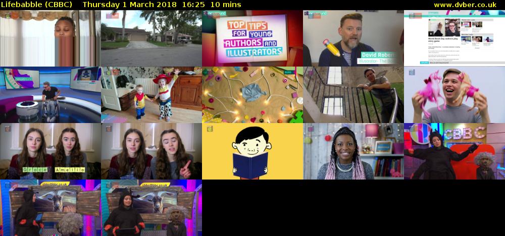 Lifebabble (CBBC) Thursday 1 March 2018 16:25 - 16:35
