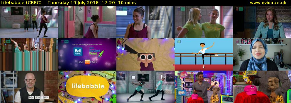 Lifebabble (CBBC) Thursday 19 July 2018 17:20 - 17:30