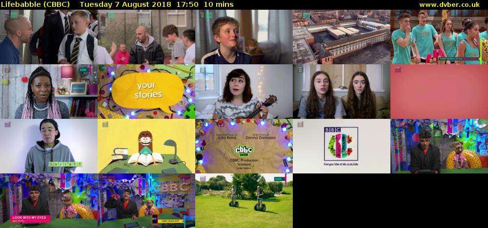 Lifebabble (CBBC) Tuesday 7 August 2018 17:50 - 18:00