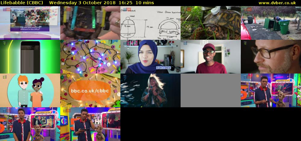 Lifebabble (CBBC) Wednesday 3 October 2018 16:25 - 16:35