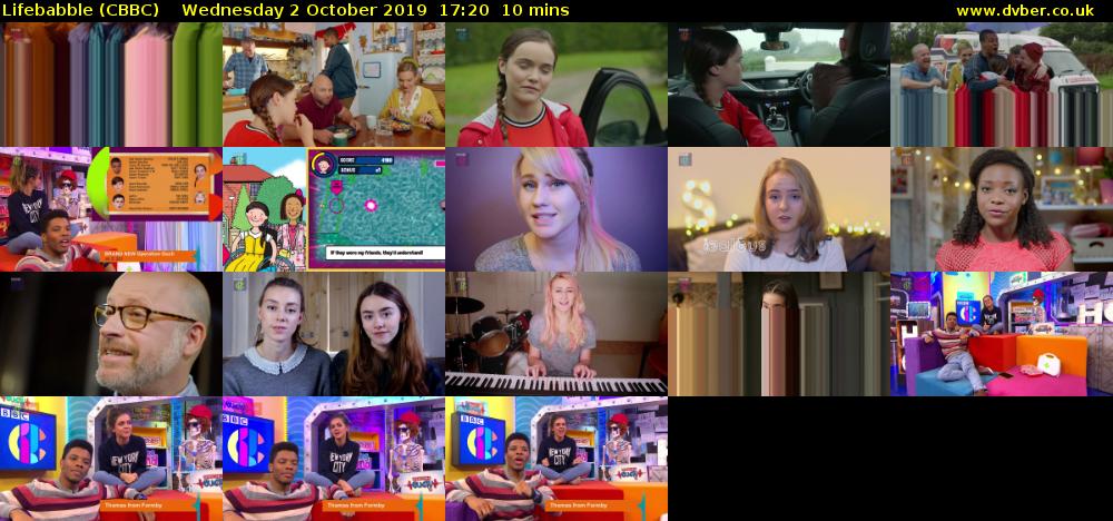 Lifebabble (CBBC) Wednesday 2 October 2019 17:20 - 17:30