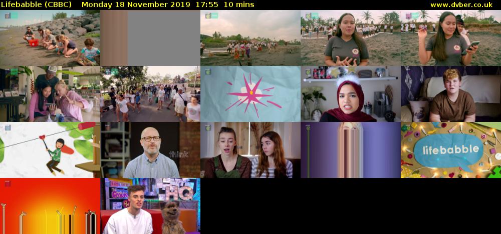 Lifebabble (CBBC) Monday 18 November 2019 17:55 - 18:05