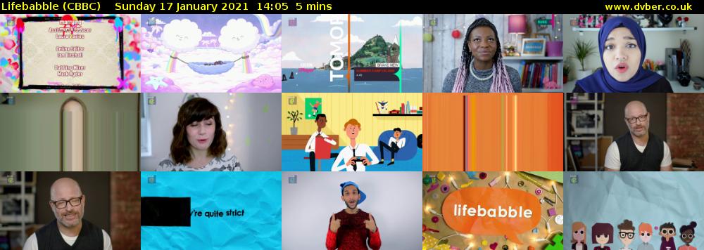 Lifebabble (CBBC) Sunday 17 January 2021 14:05 - 14:10