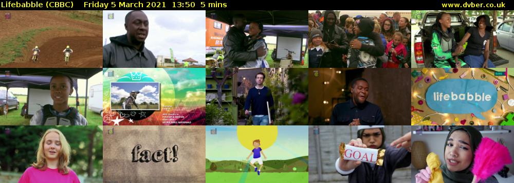 Lifebabble (CBBC) Friday 5 March 2021 13:50 - 13:55