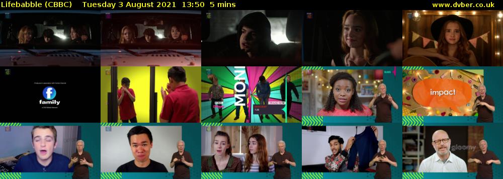 Lifebabble (CBBC) Tuesday 3 August 2021 13:50 - 13:55