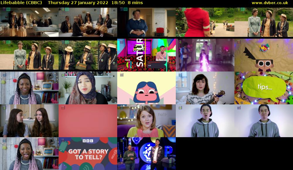Lifebabble (CBBC) Thursday 27 January 2022 18:50 - 18:58