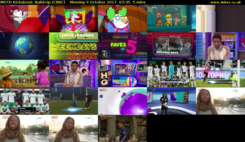 MOTD Kickabout: Build-Up (CBBC) Monday 9 October 2017 07:35 - 07:40