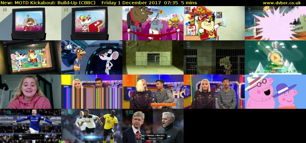 MOTD Kickabout: Build-Up (CBBC) Friday 1 December 2017 07:35 - 07:40