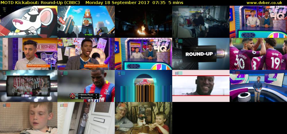 MOTD Kickabout: Round-Up (CBBC) Monday 18 September 2017 07:35 - 07:40