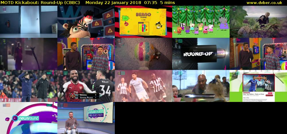 MOTD Kickabout: Round-Up (CBBC) Monday 22 January 2018 07:35 - 07:40