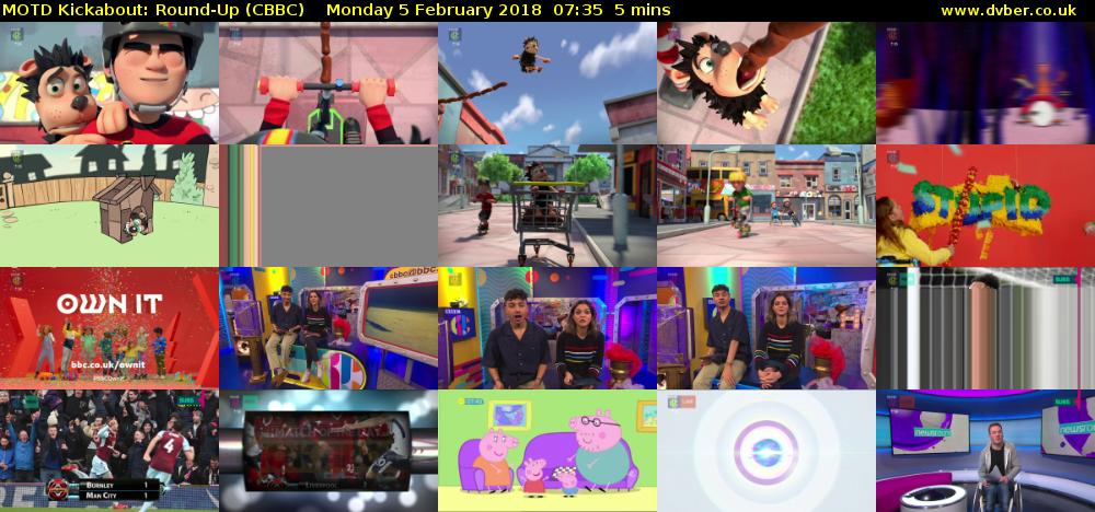 MOTD Kickabout: Round-Up (CBBC) Monday 5 February 2018 07:35 - 07:40