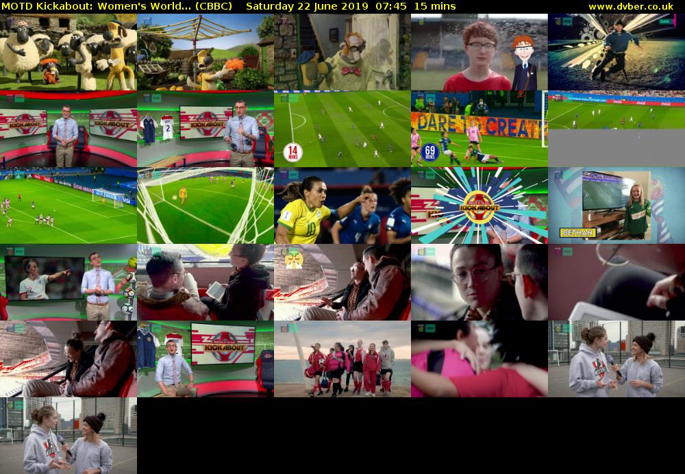 MOTD Kickabout: Women's World... (CBBC) Saturday 22 June 2019 07:45 - 08:00