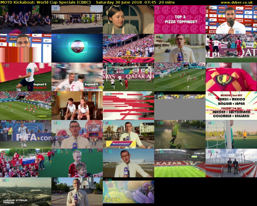MOTD Kickabout: World Cup Specials (CBBC) Saturday 30 June 2018 07:45 - 08:05