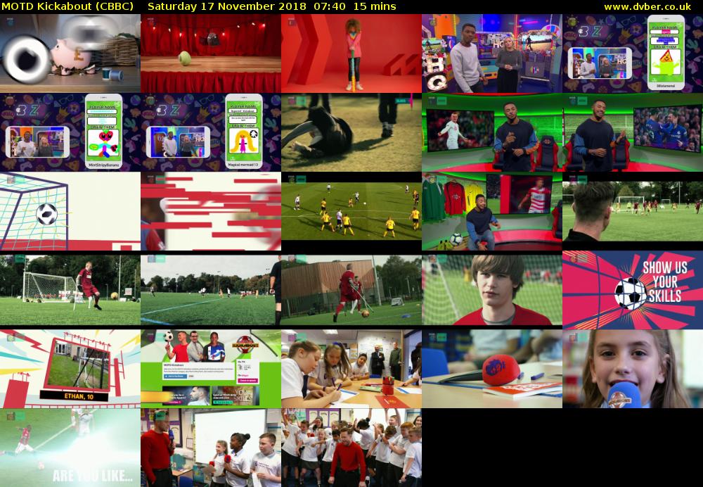 MOTD Kickabout (CBBC) Saturday 17 November 2018 07:40 - 07:55