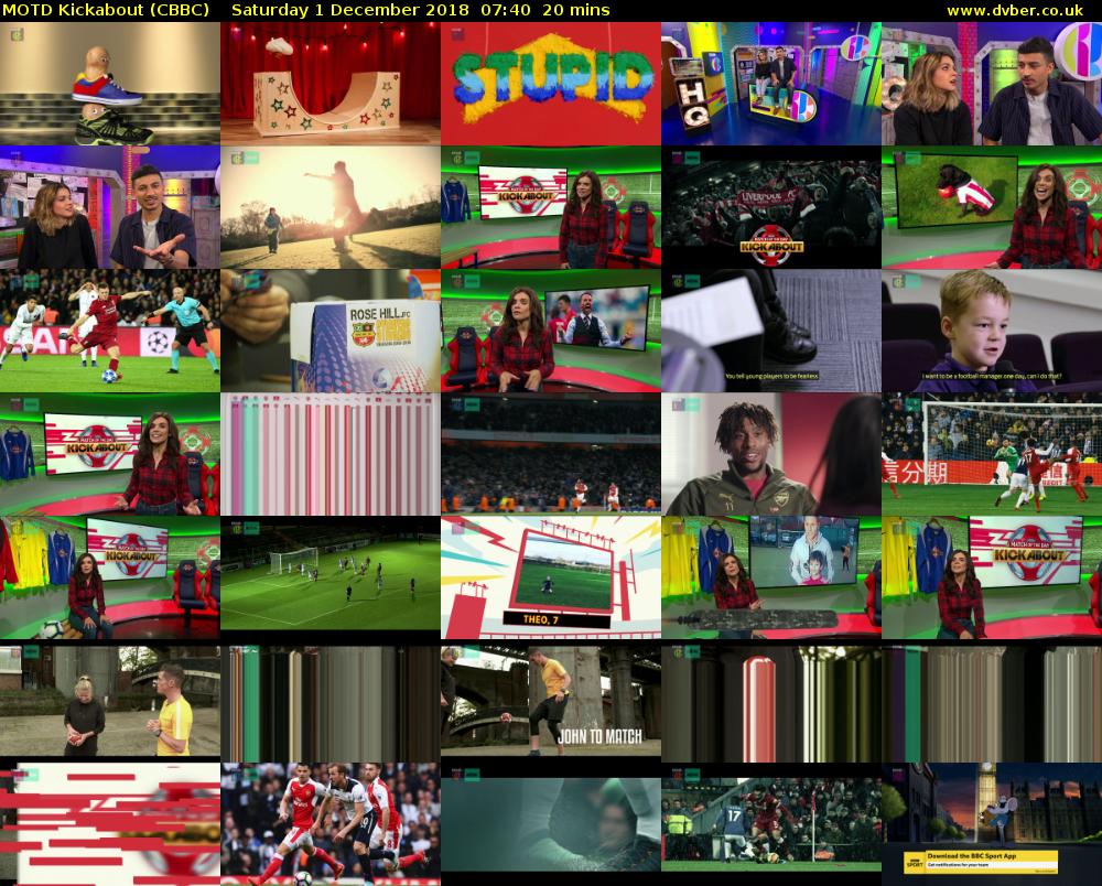 MOTD Kickabout (CBBC) Saturday 1 December 2018 07:40 - 08:00