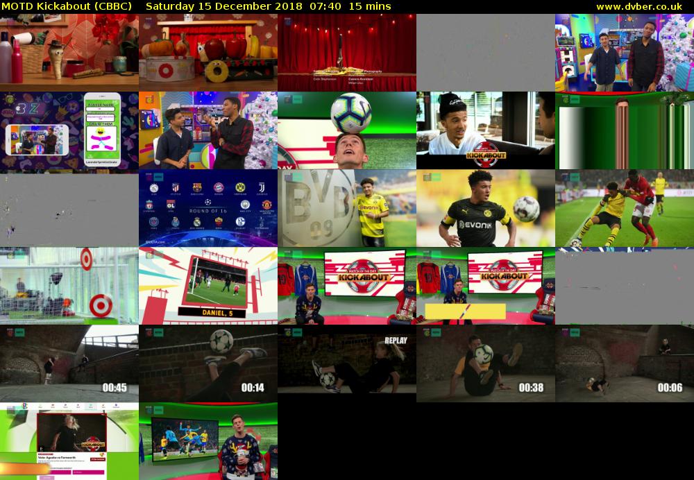 MOTD Kickabout (CBBC) Saturday 15 December 2018 07:40 - 07:55