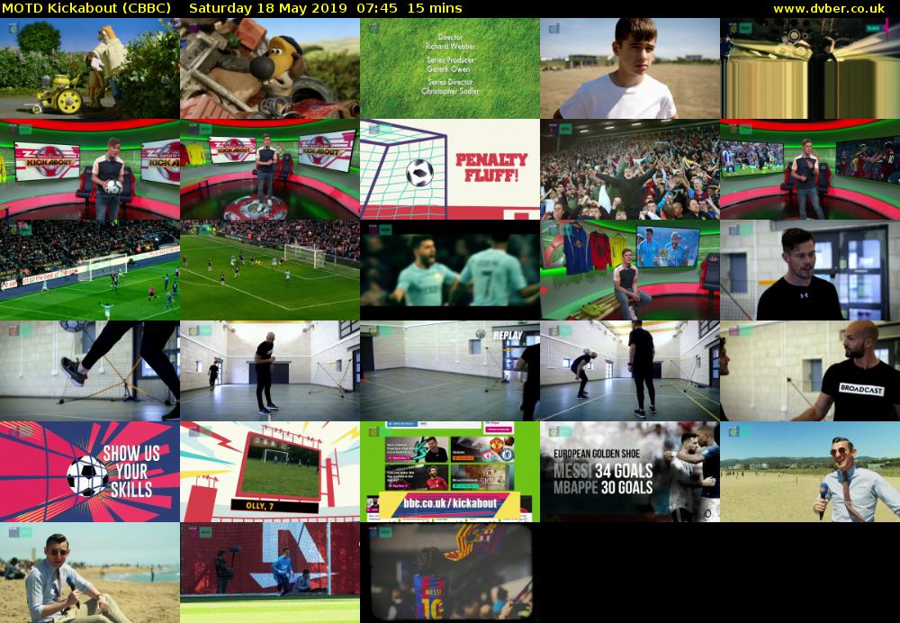MOTD Kickabout (CBBC) Saturday 18 May 2019 07:45 - 08:00