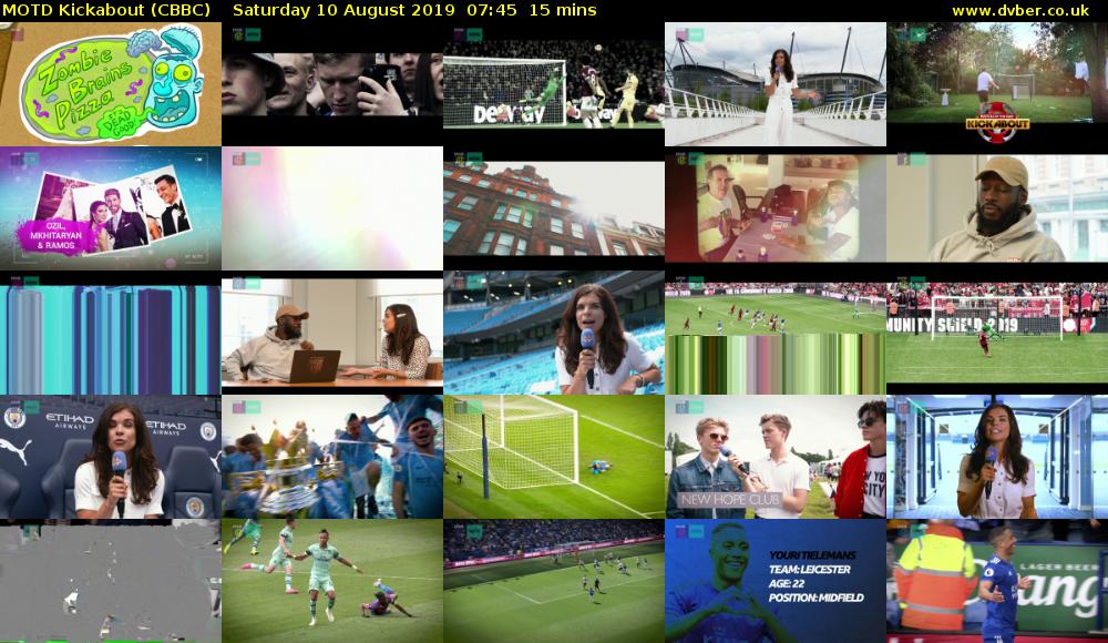 MOTD Kickabout (CBBC) Saturday 10 August 2019 07:45 - 08:00