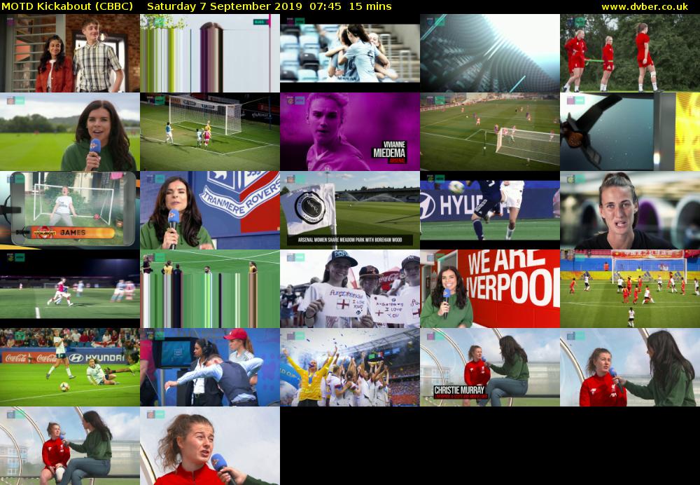MOTD Kickabout (CBBC) Saturday 7 September 2019 07:45 - 08:00