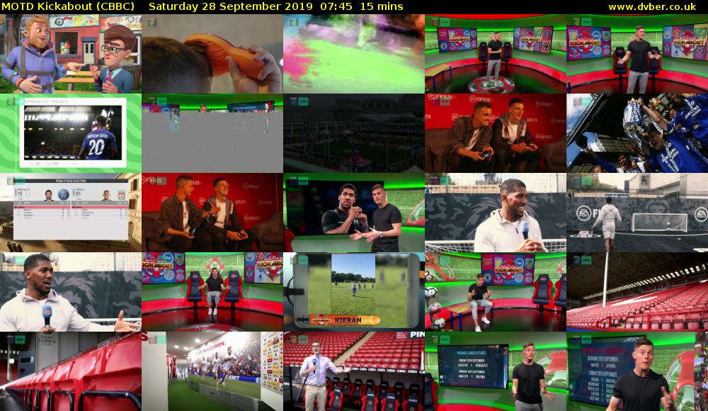 MOTD Kickabout (CBBC) Saturday 28 September 2019 07:45 - 08:00
