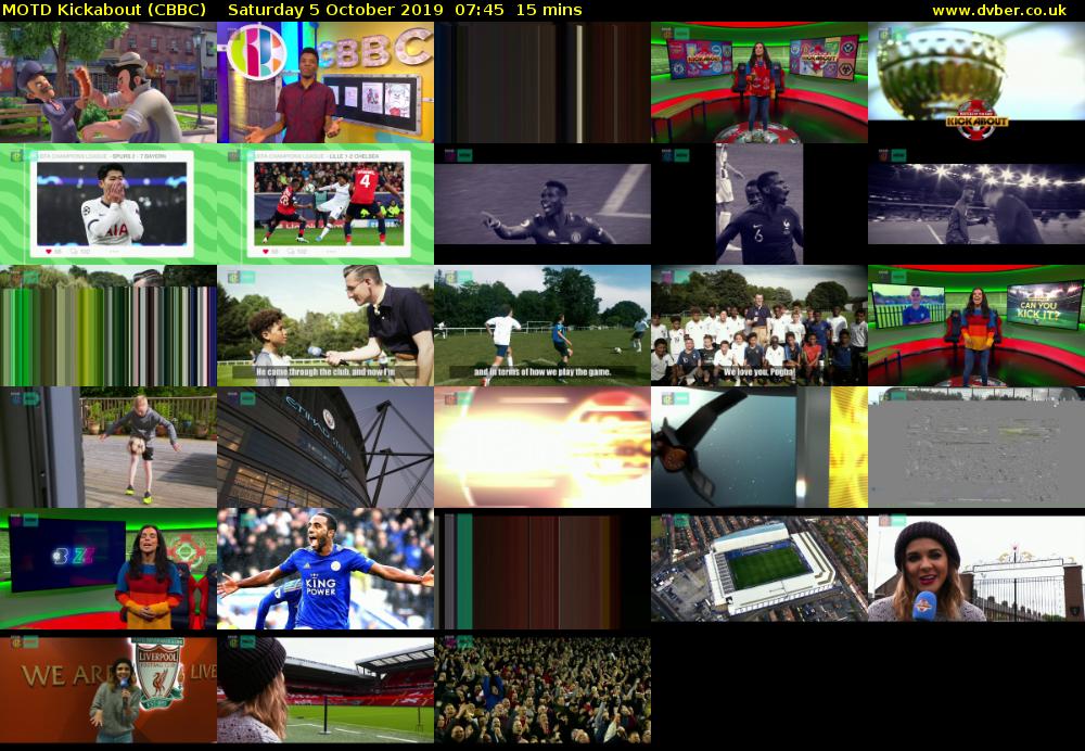 MOTD Kickabout (CBBC) Saturday 5 October 2019 07:45 - 08:00