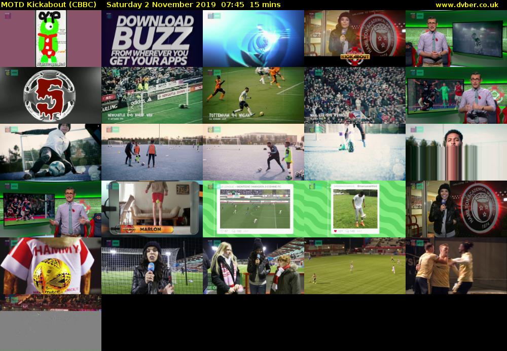 MOTD Kickabout (CBBC) Saturday 2 November 2019 07:45 - 08:00