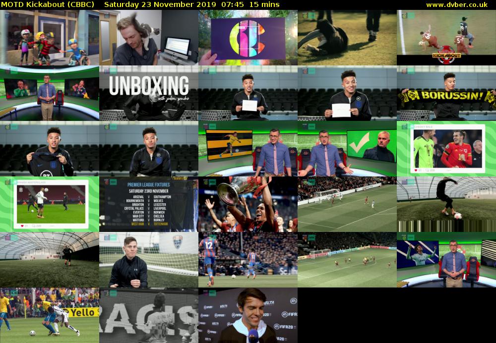 MOTD Kickabout (CBBC) Saturday 23 November 2019 07:45 - 08:00