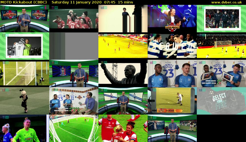 MOTD Kickabout (CBBC) Saturday 11 January 2020 07:45 - 08:00