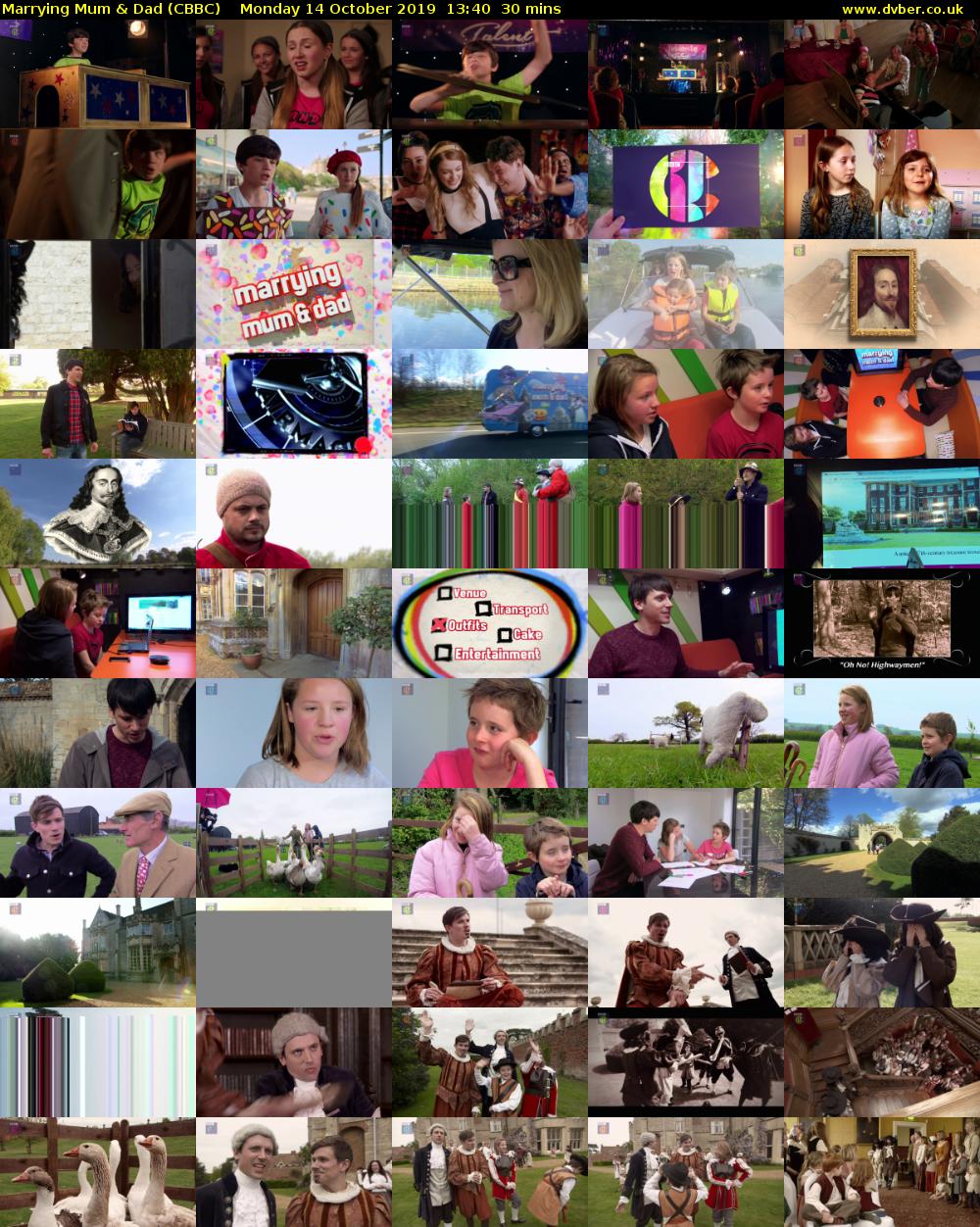 Marrying Mum & Dad (CBBC) Monday 14 October 2019 13:40 - 14:10