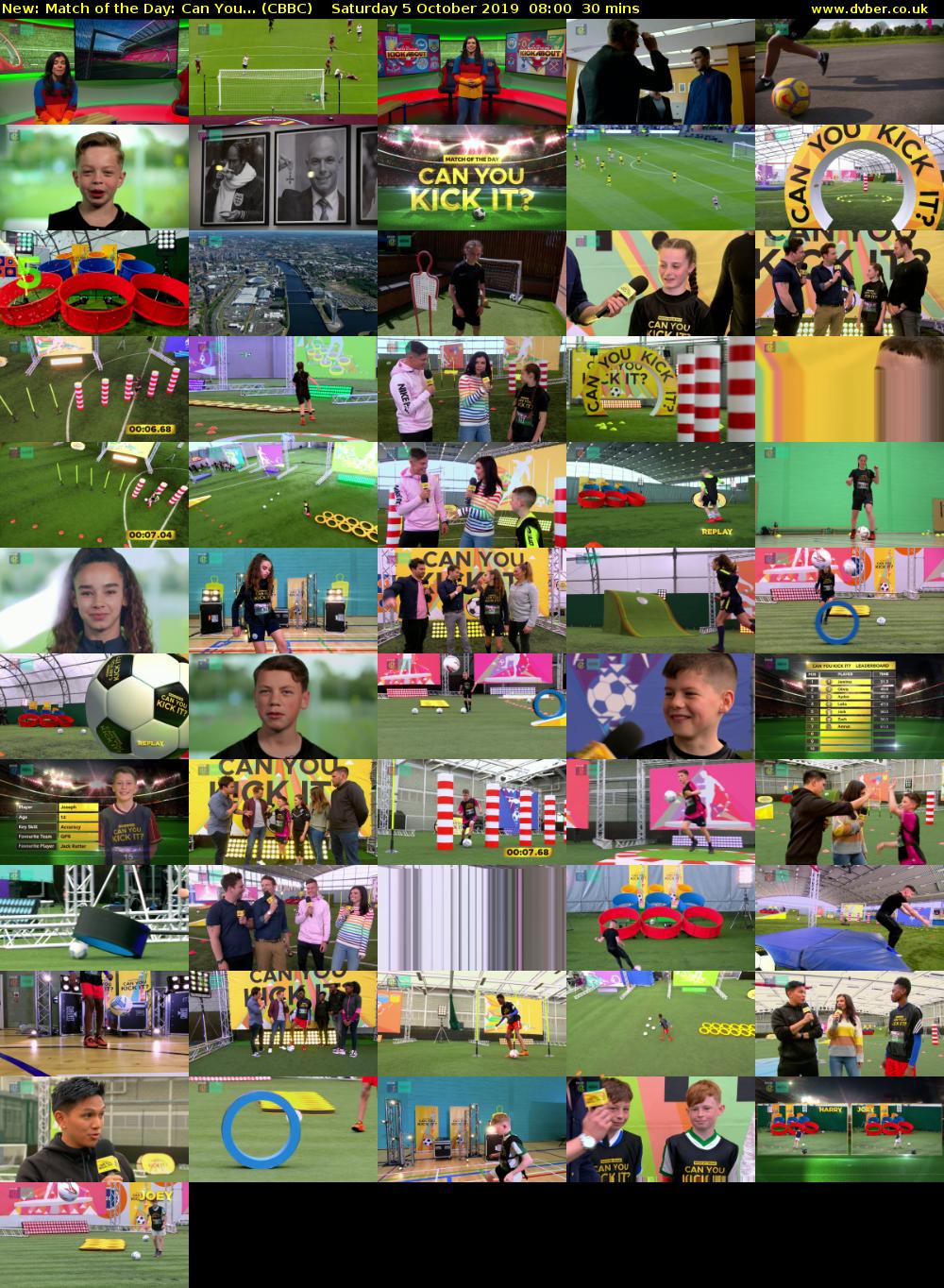 Match of the Day: Can You... (CBBC) Saturday 5 October 2019 08:00 - 08:30