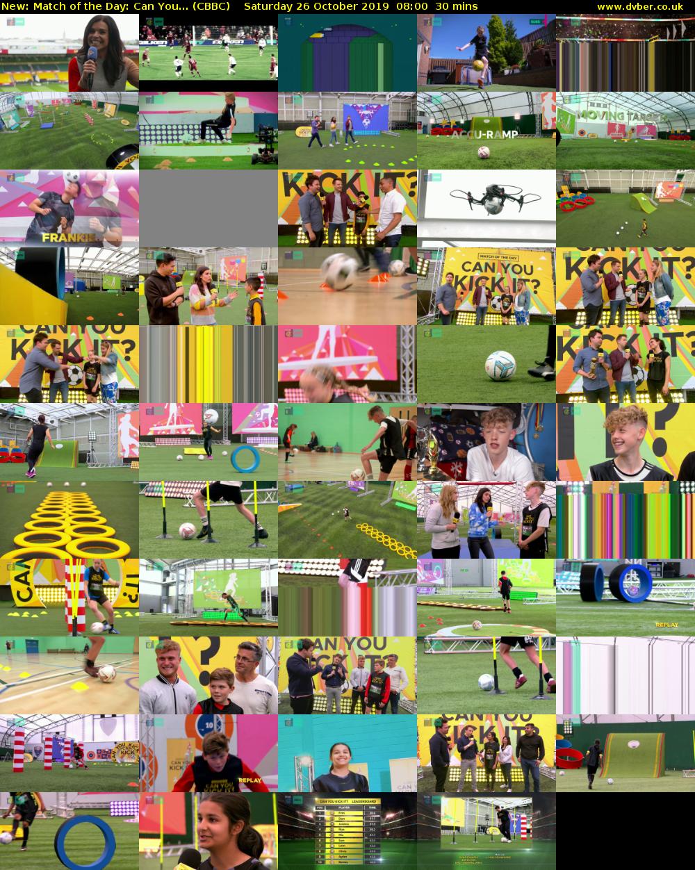 Match of the Day: Can You... (CBBC) Saturday 26 October 2019 08:00 - 08:30
