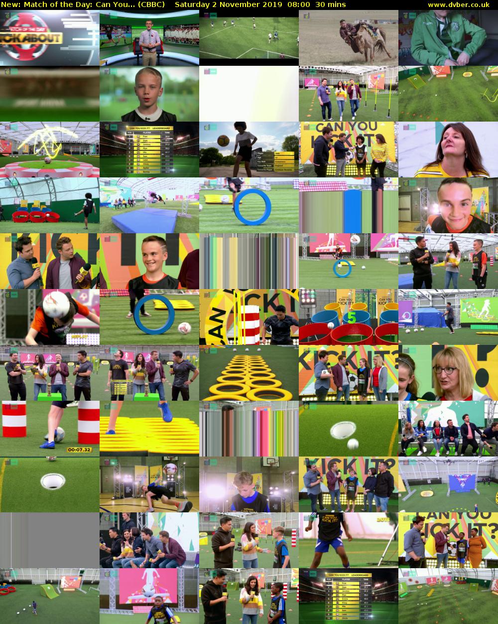 Match of the Day: Can You... (CBBC) Saturday 2 November 2019 08:00 - 08:30
