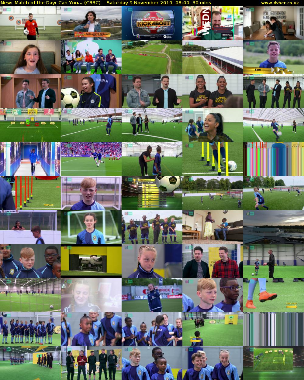 Match of the Day: Can You... (CBBC) Saturday 9 November 2019 08:00 - 08:30