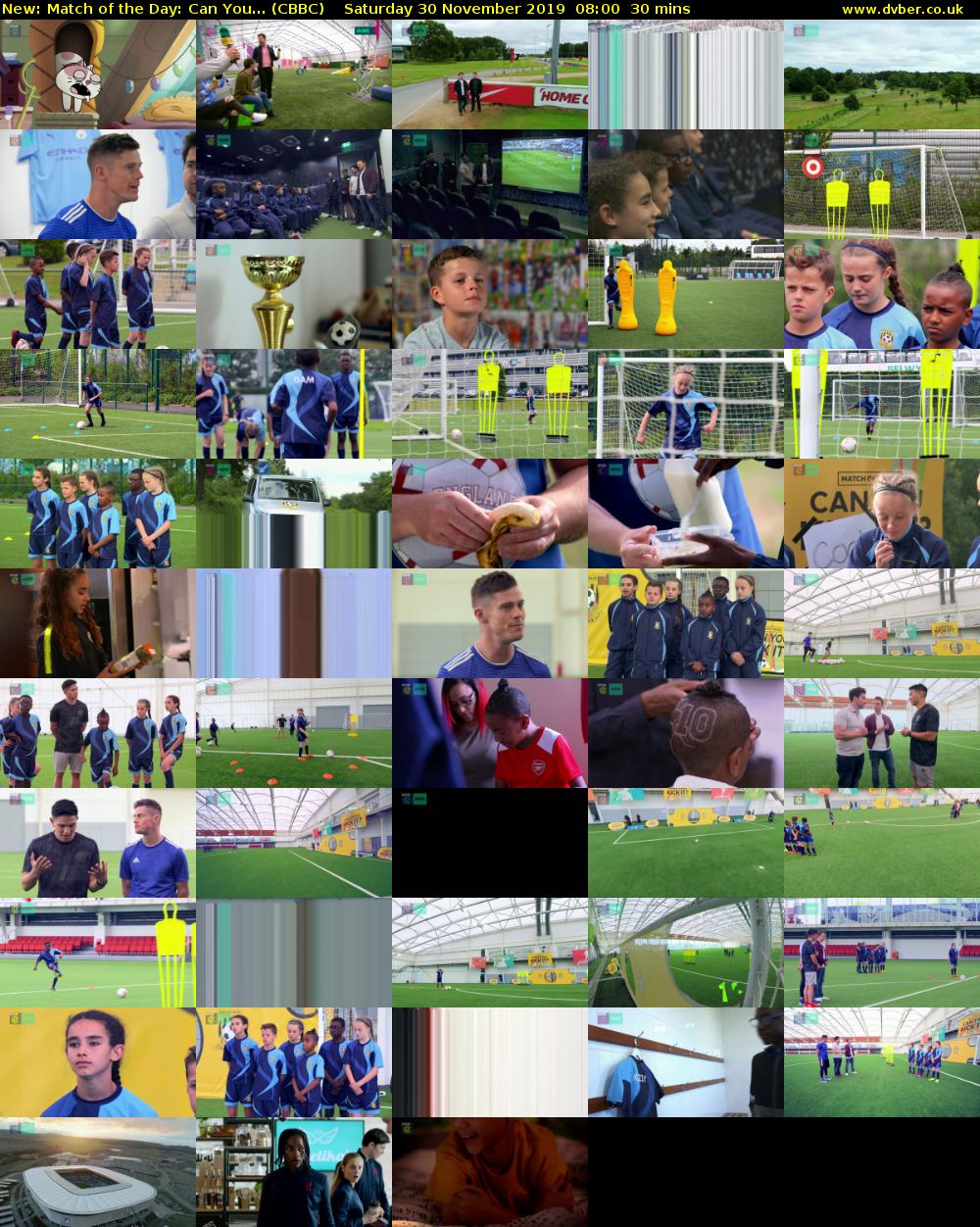 Match of the Day: Can You... (CBBC) Saturday 30 November 2019 08:00 - 08:30