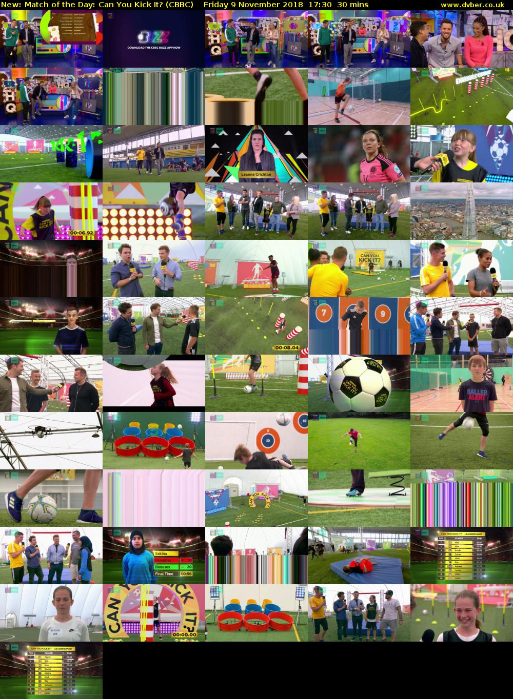 Match of the Day: Can You Kick It? (CBBC) Friday 9 November 2018 17:30 - 18:00