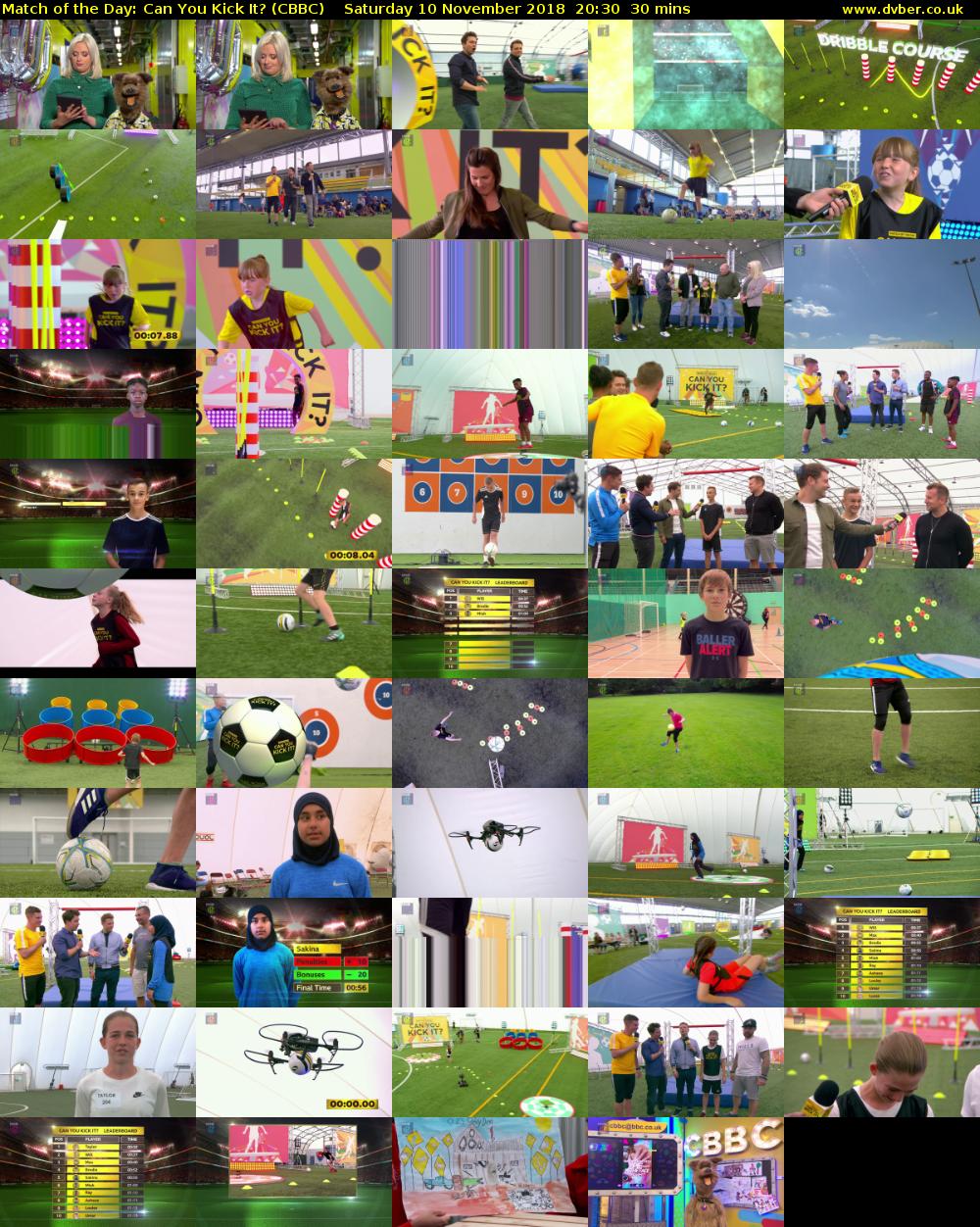 Match of the Day: Can You Kick It? (CBBC) Saturday 10 November 2018 20:30 - 21:00