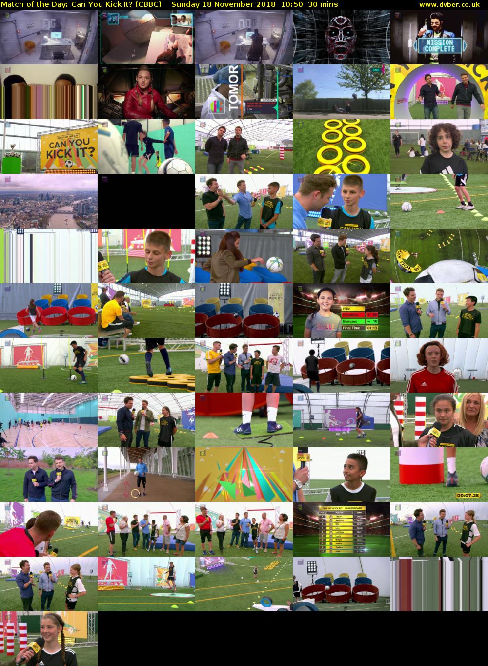 Match of the Day: Can You Kick It? (CBBC) Sunday 18 November 2018 10:50 - 11:20