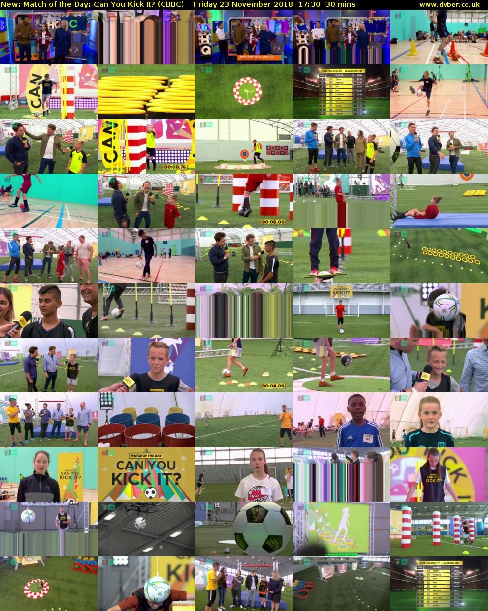Match of the Day: Can You Kick It? (CBBC) Friday 23 November 2018 17:30 - 18:00