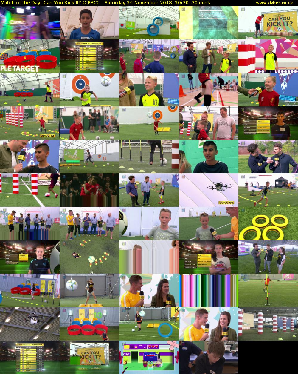 Match of the Day: Can You Kick It? (CBBC) Saturday 24 November 2018 20:30 - 21:00