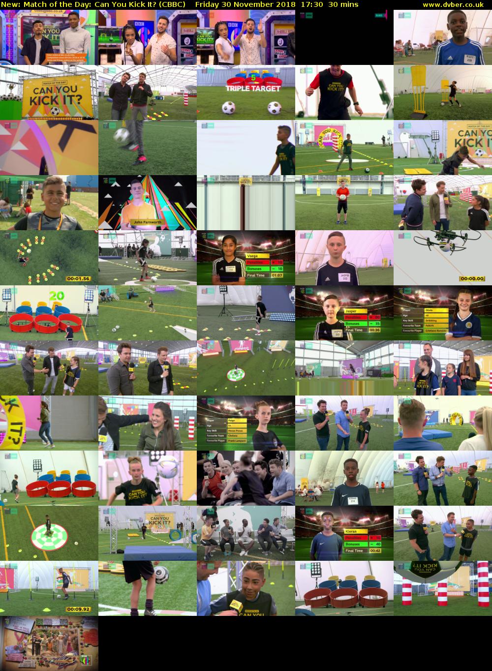 Match of the Day: Can You Kick It? (CBBC) Friday 30 November 2018 17:30 - 18:00