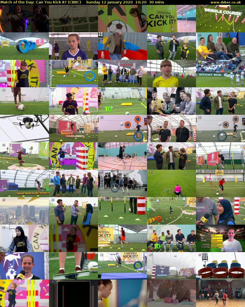 Match of the Day: Can You Kick It? (CBBC) Sunday 12 January 2020 10:20 - 10:50