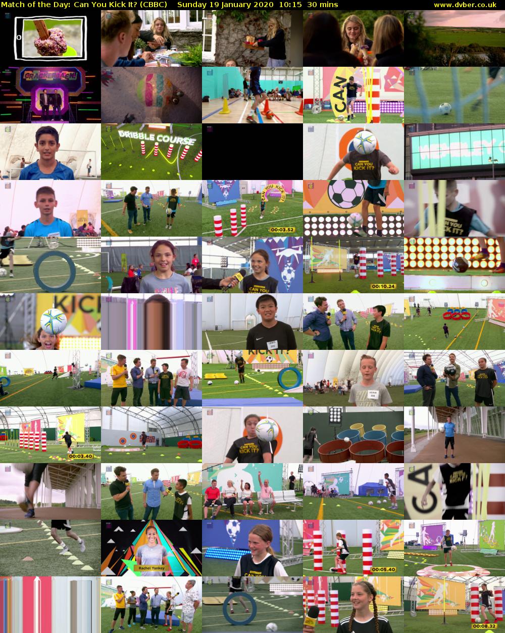 Match of the Day: Can You Kick It? (CBBC) Sunday 19 January 2020 10:15 - 10:45