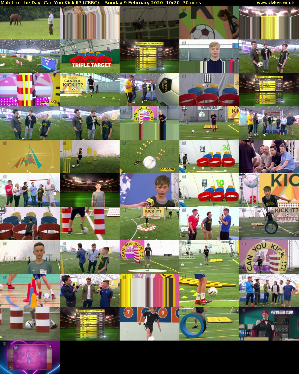 Match of the Day: Can You Kick It? (CBBC) Sunday 9 February 2020 10:20 - 10:50