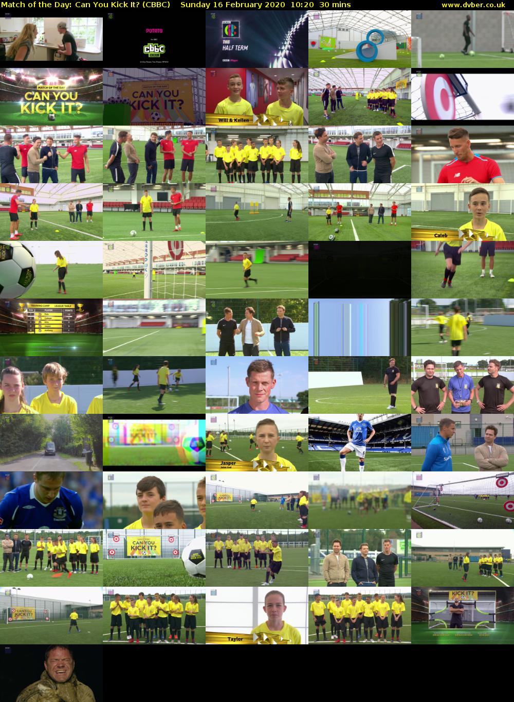 Match of the Day: Can You Kick It? (CBBC) Sunday 16 February 2020 10:20 - 10:50