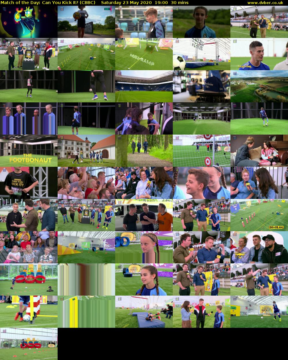 Match of the Day: Can You Kick It? (CBBC) Saturday 23 May 2020 19:00 - 19:30