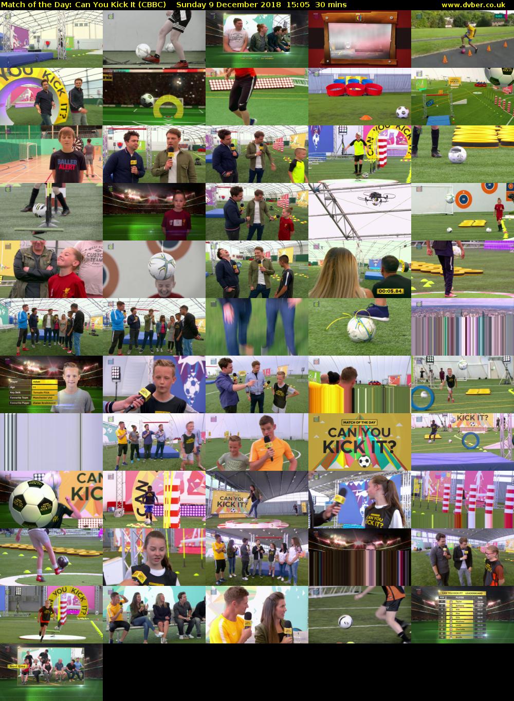 Match of the Day: Can You Kick It (CBBC) Sunday 9 December 2018 15:05 - 15:35