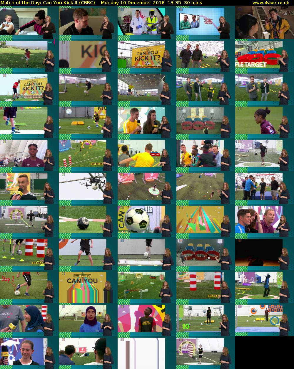 Match of the Day: Can You Kick It (CBBC) Monday 10 December 2018 13:35 - 14:05