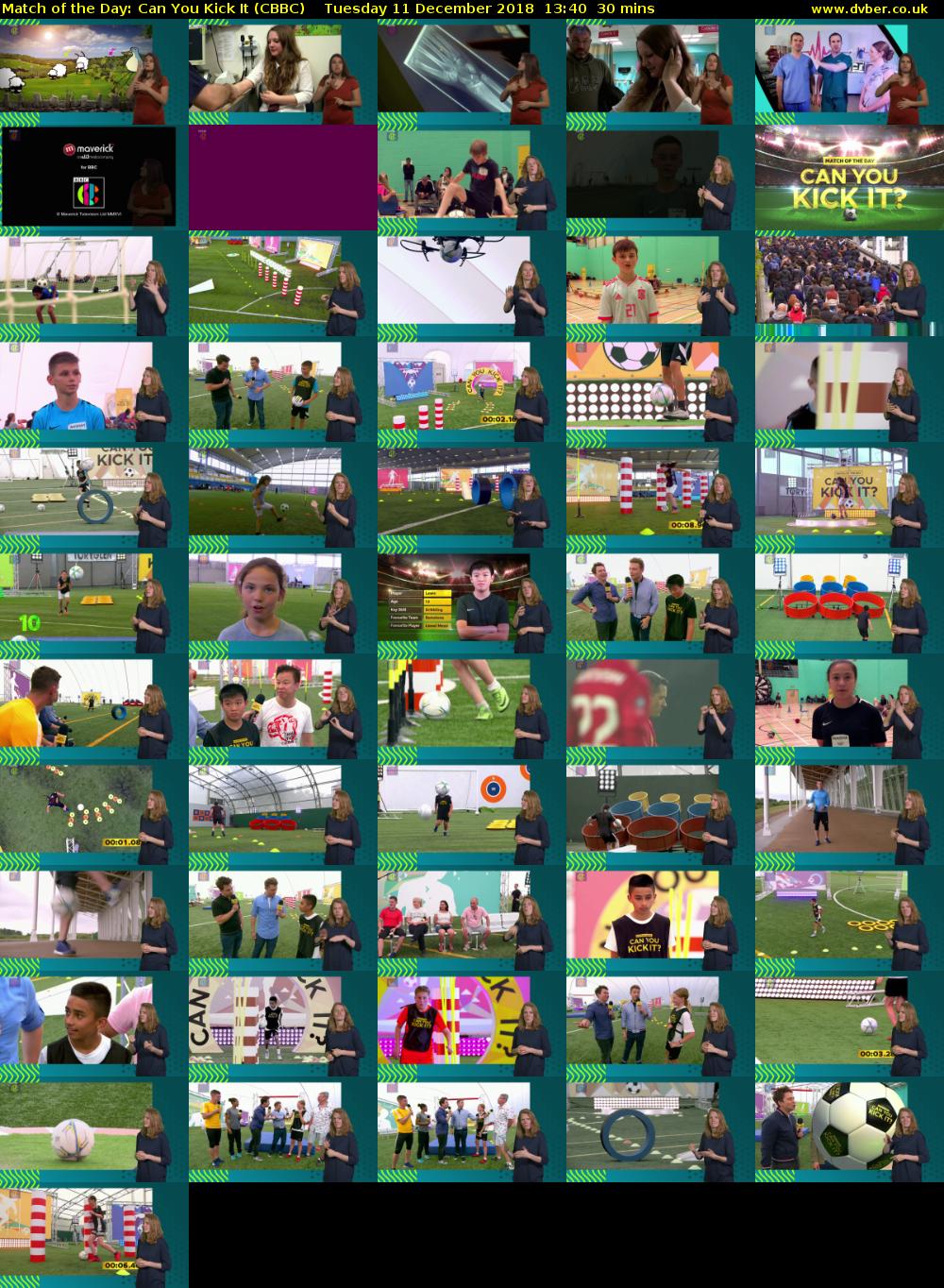 Match of the Day: Can You Kick It (CBBC) Tuesday 11 December 2018 13:40 - 14:10